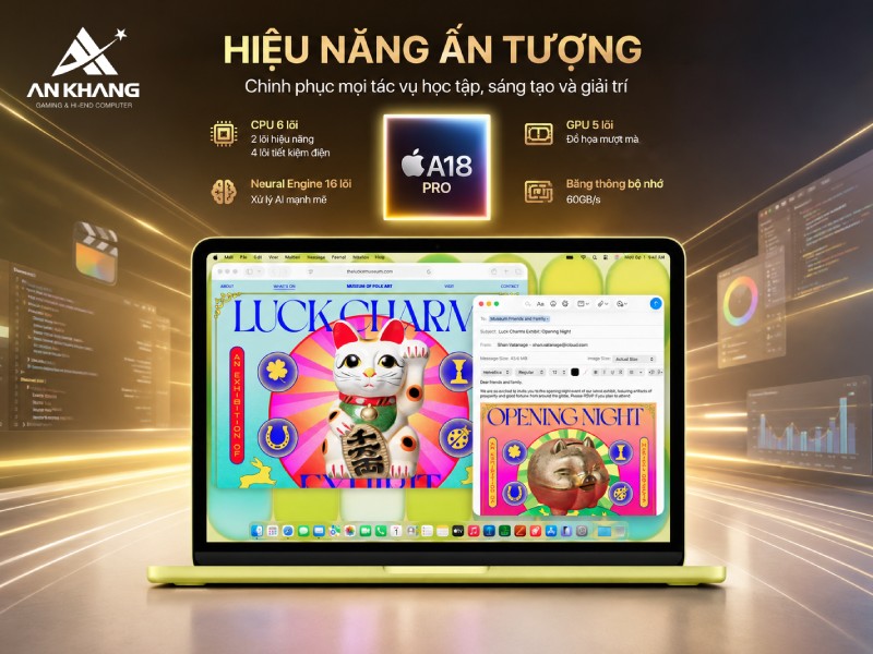 Macbook Neo 13 inch Citrus (MHFD4SA/A) mạnh mẽ với chip Apple A18 Pro