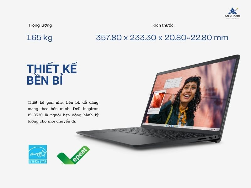 Dell Inspiron 15 3530 N5I7301W1-BL với thiết kế nhỏ gọn, bền bỉ