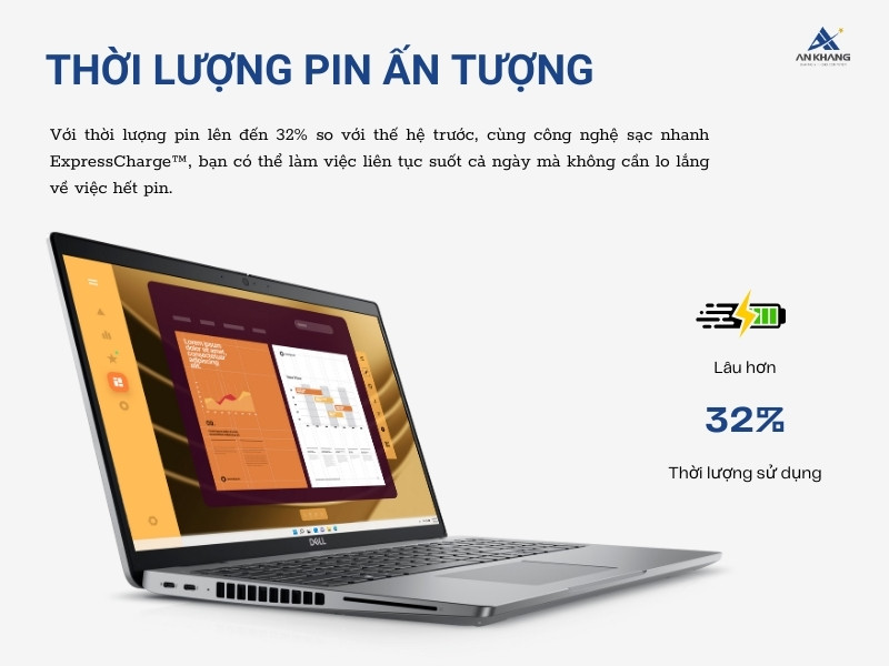 Dell Latitude 5550 71047019 với thời lượng pin lâu hơn 32%