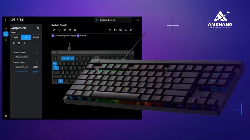 Bàn phím Gaming Logitech G515 TKL Black (920-012912) dễ dàng tùy chỉnh qua G Hub