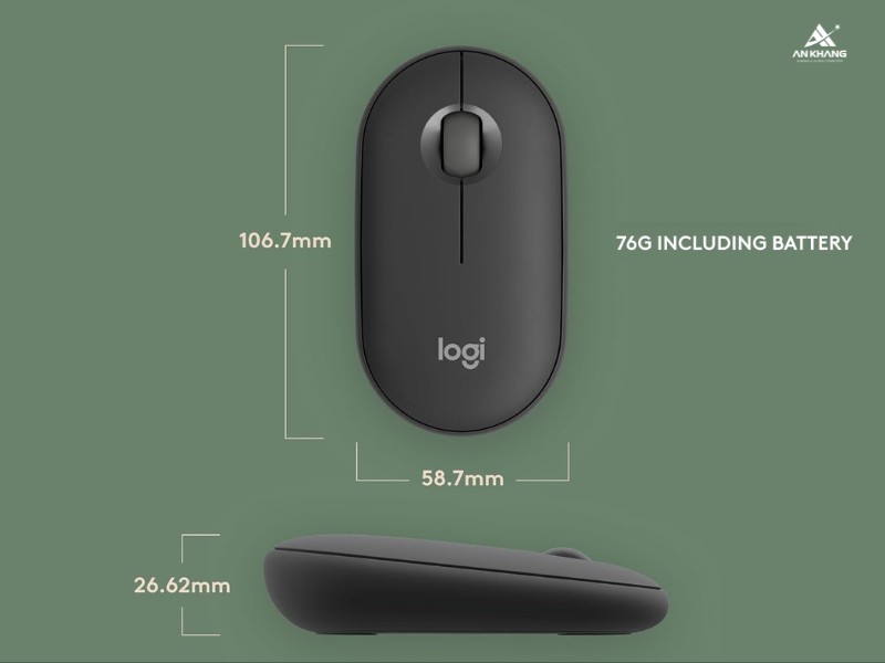 Logitech Pebble 2 M350s Bluetooth Graphite (Đen) với thiết kế nhỏ gọn, tối giản