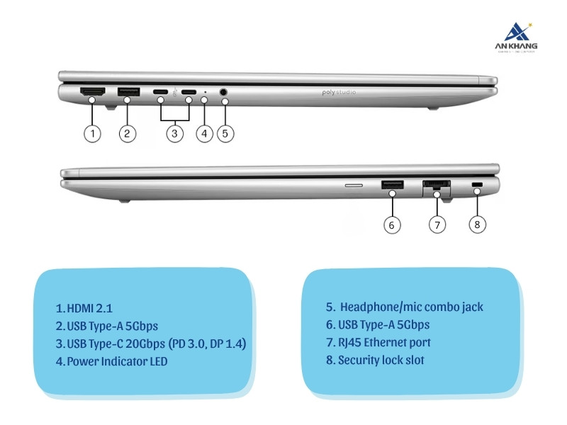 Laptop HP Probook 4 G1i 14 BQ5B3PT đầy đủ cổng kết nối cần thiết