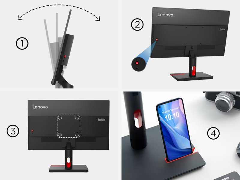 Lenovo ThinkVision S22i-30 63FCKARBWW nổi bật với thiết kế gọn nhẹ, dễ bố trí