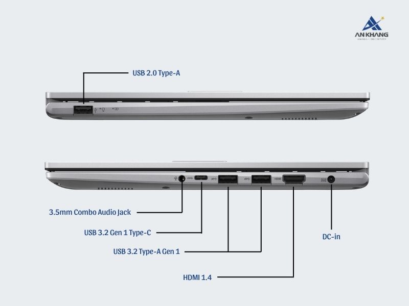 Các cổng kết nối của Asus Vivobook 14 X1404VA-NK394W
