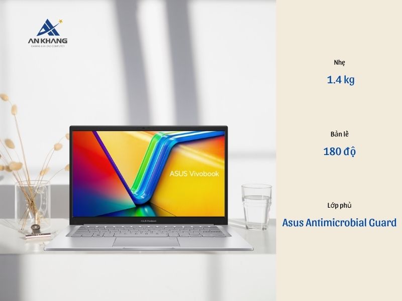 Laptop Asus Vivobook 14 X1404 mang thiết kế gọn nhẹ, sang trọng