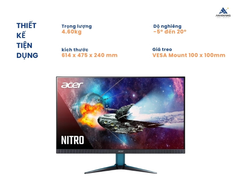 Màn hình LCD Acer Nitro VG271U M3 với thiết kế tiện dụng