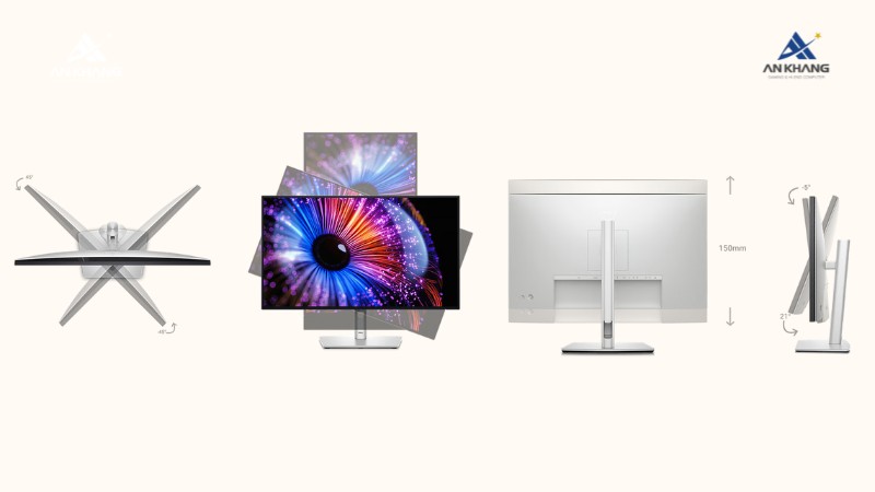 Màn hình Dell UltraSharp U2724DE thiết kế công thái học điều chỉnh linh hoạt