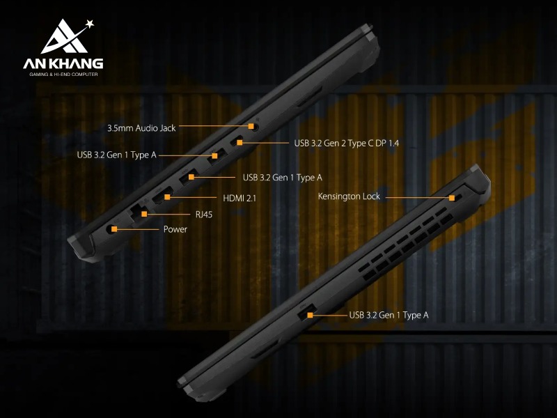 Các trang bị cổng kết nối đầy đủ và hữu ích được tích hợp trên ASUS TUF Gaming A15 FA506NCG-HN390W