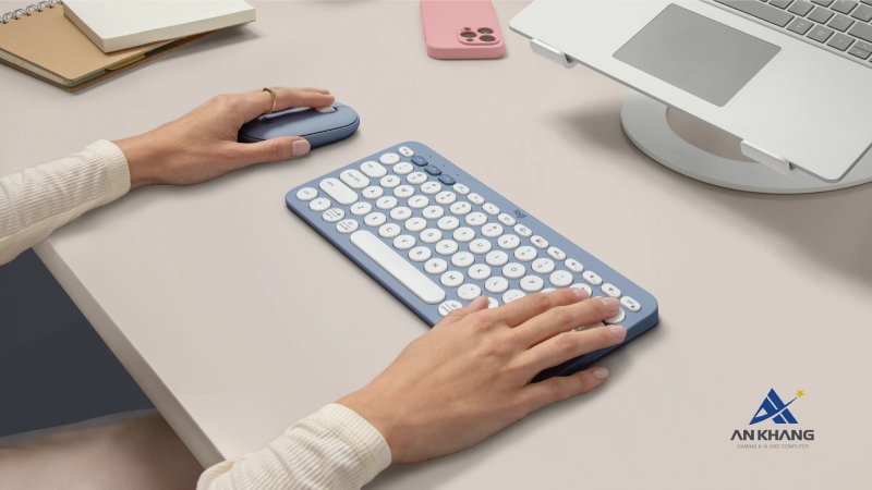 Bộ bàn phím chuột Bluetooth Logitech Pebble 2 Combo màu xanh (920-012190) với trải nghiệm quen thuộc, êm ái và nhẹ nhàng