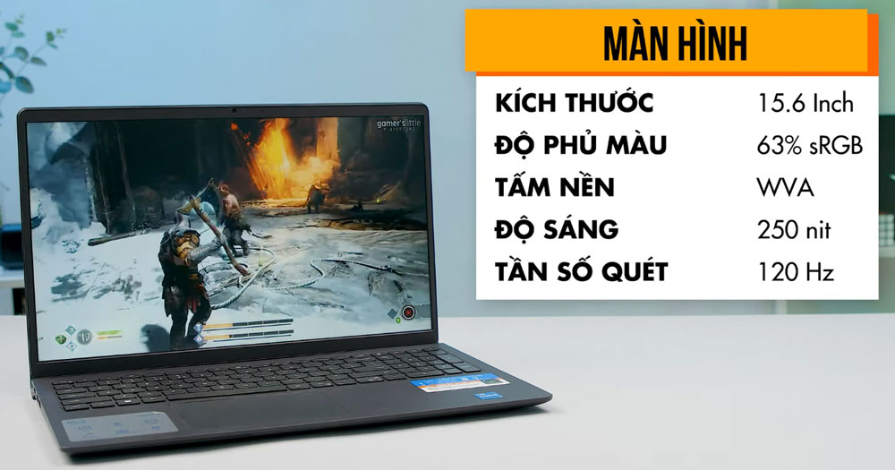 Màn hình Dell Inspiron 3520 nét mịn, rộng rãi, tần số quét cao, nâng cao chất lượng trải nghiệm giải trí, hỗ trợ công việc hiệu quả hơn