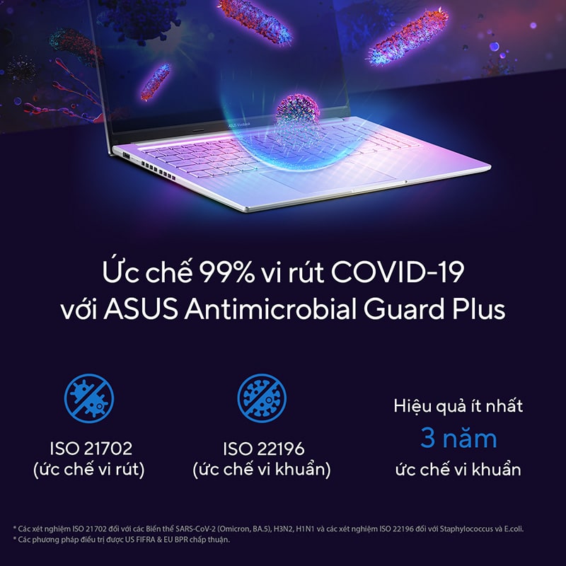 Asus Vivobook 14 OLED A1405ZA-KM264W - lớp phủ ASUS Antimicrobial Guard Plus