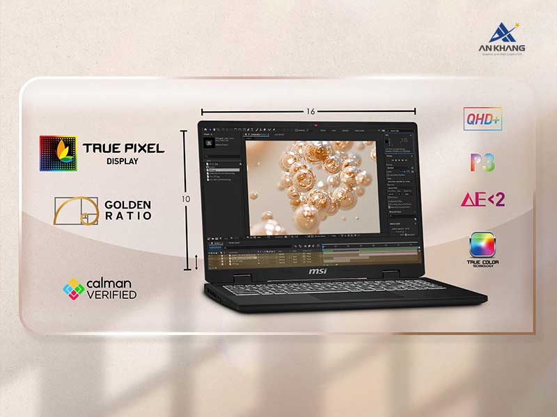 MSI Creator M16 HX C14VFG 040VN với màn hình sắc nét, chuẩn màu True Pixel cho nhà sáng tạo
