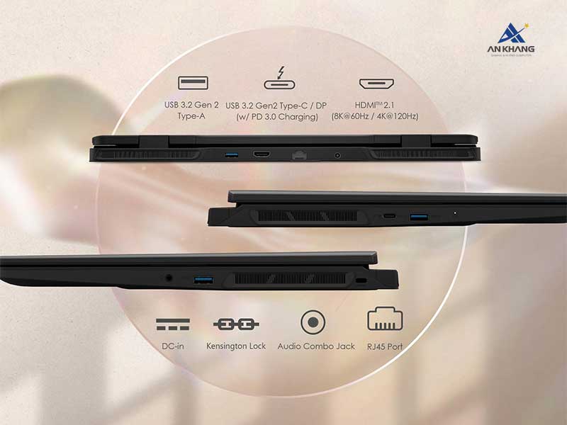 MSI Creator M16 HX C14VFG 040VN trang bị đầy đủ các cổng kết nối hiện đại