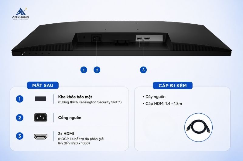 Màn hình Dell SE2726H trang bị 2 cổng HDMI mang đến kết nối linh hoạt