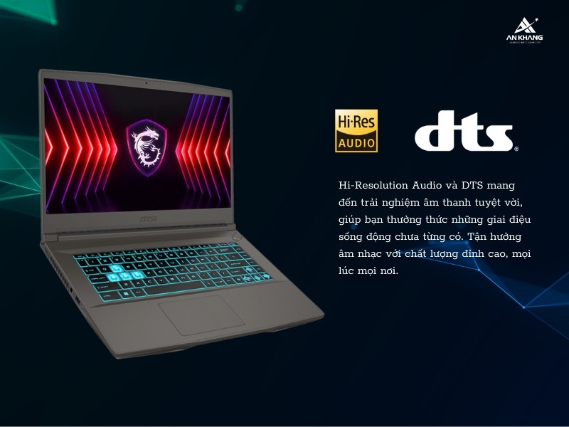 Laptop MSI Thin 15 B13UCX 2080VN trang bị công nghệ DTS Audio và Hi-Resolution Audio chất lượng cao