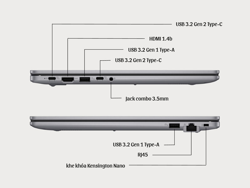 ExpertBook P1 sở hữu hệ thống kết nối đầy đủ và hiện đại