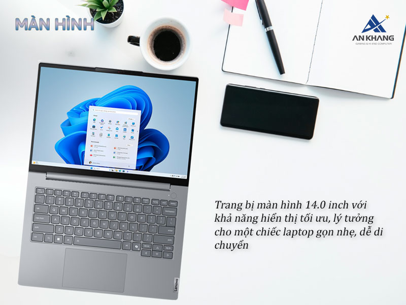 Laptop Lenovo ThinkBook 14 G8 được trang bị màn hình tối ưu cho công việc văn phòng, học tập và sử dụng hàng ngày