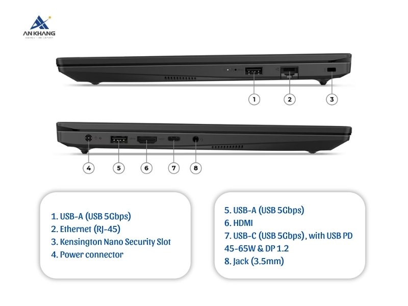 Laptop Lenovo V14 G5 IRL 83HD005FVA kết nối đầy đủ cho nhu cầu phổ th&ocirc;ng