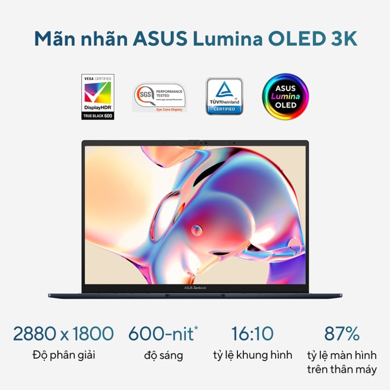 Zenbook 14 OLED UX3405MA-PP475W với màn hình Lumina OLED 3K sống động