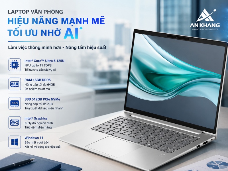 Laptop HP EliteBook 640 G11 A7LG9PT mang đến hiệu năng mạnh mẽ, thông minh