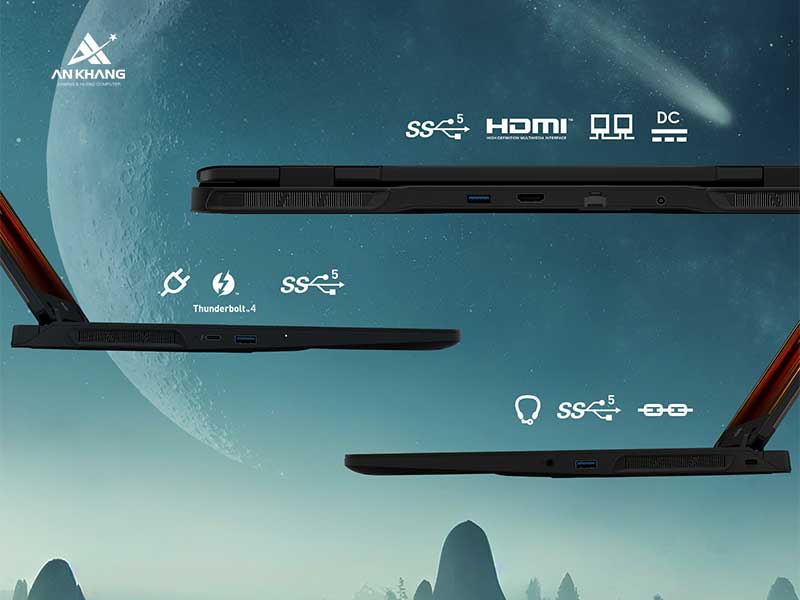 Laptop MSI Crosshair 16 HX AI D2XWFKG-036VN trang bị đầy đủ cổng kết nối hiện đại
