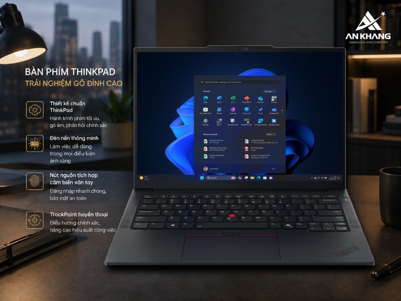 Trang bị bàn phím gõ thoải mái và chính xác trên Lenovo ThinkPad E14 Gen 7 21T90029VN