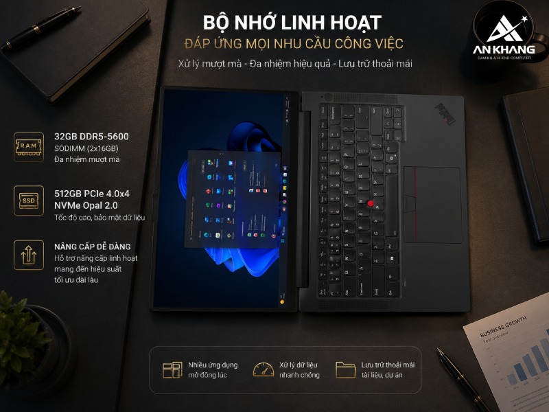 Laptop Lenovo ThinkPad E14 Gen 7 21T90029VN sở hữu bộ nhớ linh hoạt