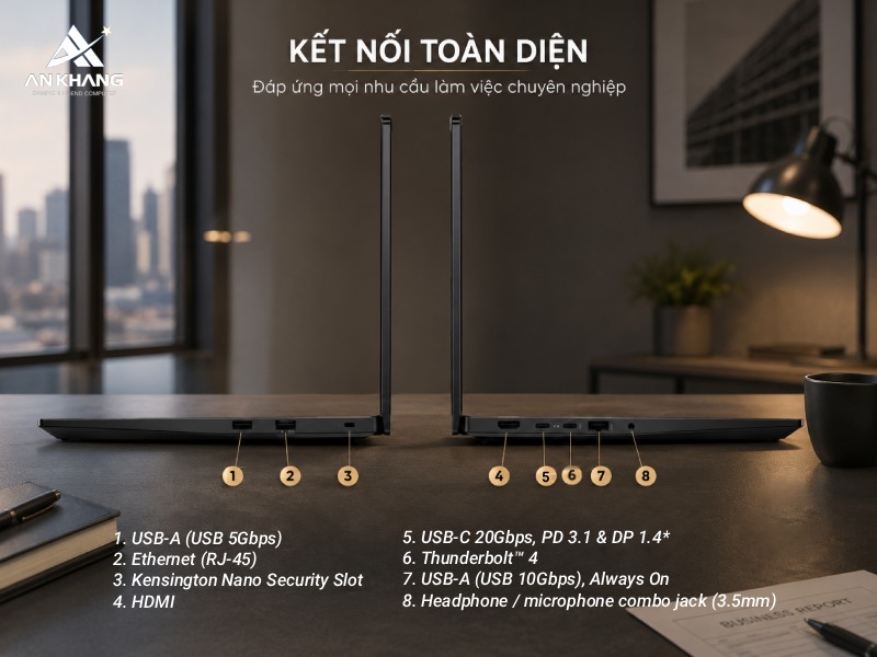 Laptop Lenovo ThinkPad E14 Gen 7 21T90029VN với hệ thống cổng kết nối toàn diện