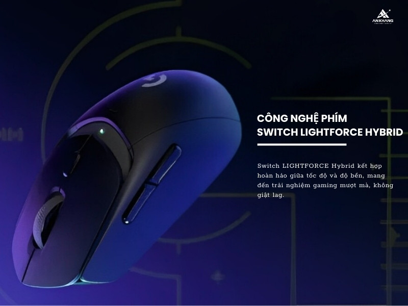 Chuột gaming Logitech G309 LightSpeed trang bị công nghệ Switch Lightforce Hybrid