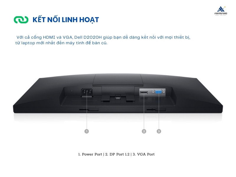 Màn hình Dell D2020H trang bị 2 cổng kết nối HDMI và VGA