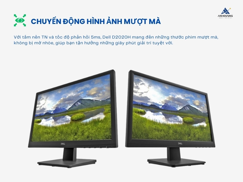 Màn hình Dell D2020H trang bị tấm nền TN cùng tốc độ phản hồi 5ms