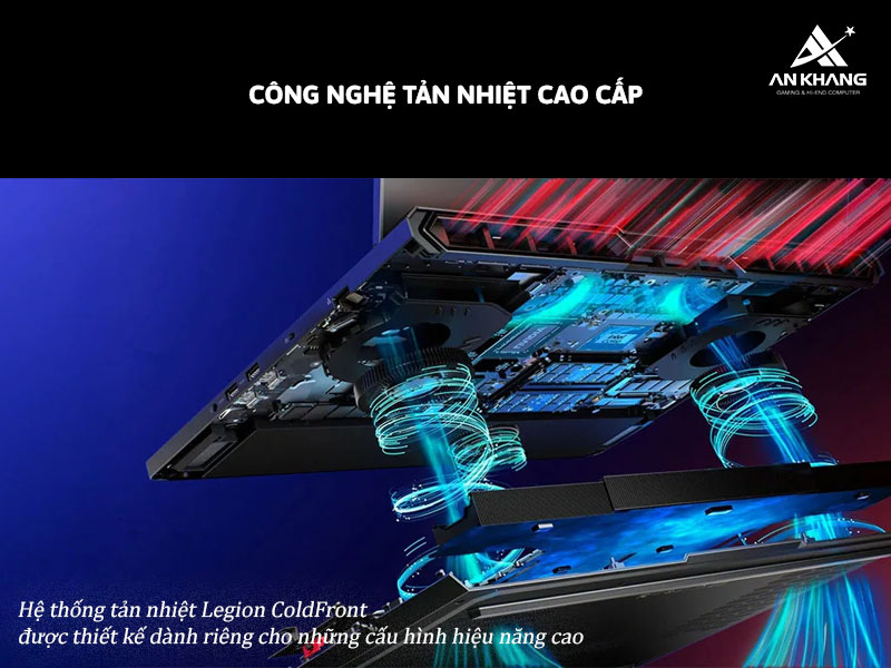 Legion Pro 7 16IAX10H được trang bị hệ thống tản nhiệt Legion ColdFront cao cấp, tối ưu cho các tác vụ đòi hỏi hiệu năng cao