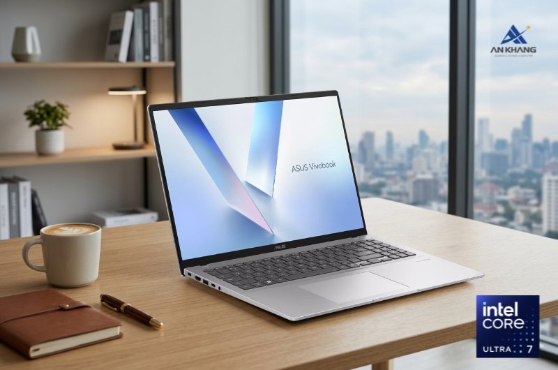 Laptop ASUS Vivobook 16 X1607CA-MB990W trang bị CPU Intel Core Ultra 7 255H với hiệu suất lên đến 13 AI TOPS