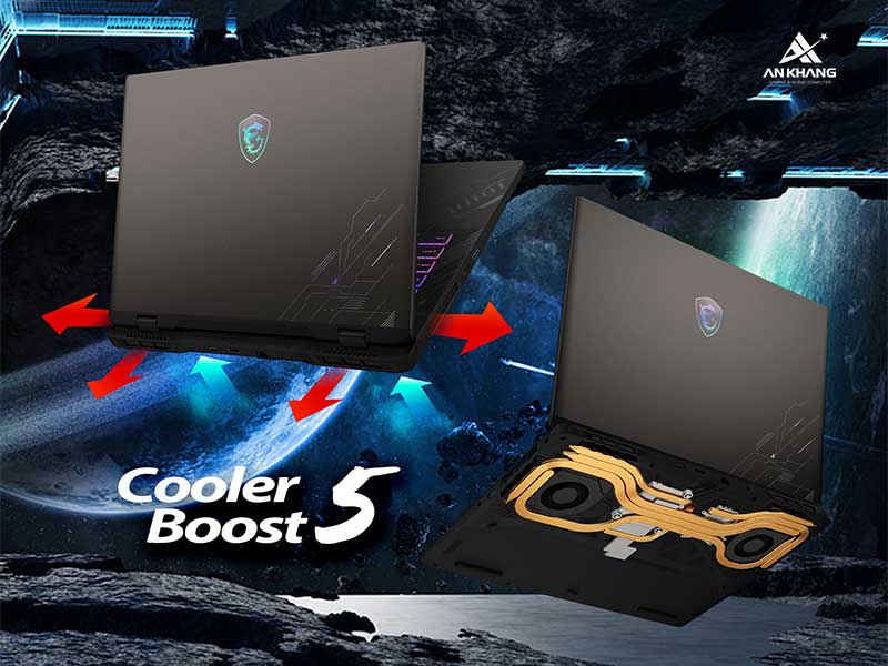 Laptop MSI Crosshair 16 HX AI D2XWGKG-034VN trang bị tản nhiệt Cooler Boost 5 hiện đại