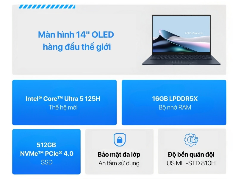 Laptop ASUS Zenbook 14 OLED UX3405MA-PP151W - Siêu phẩm laptop mỏng nhẹ với hiệu năng mạnh mẽ