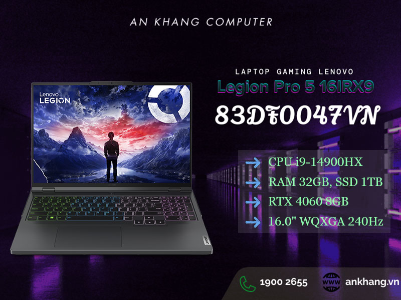 Laptop Lenovo Legion Pro 5 16IRX9 83DF0047VN - Laptop Gaming đỉnh cao với sức mạnh AI