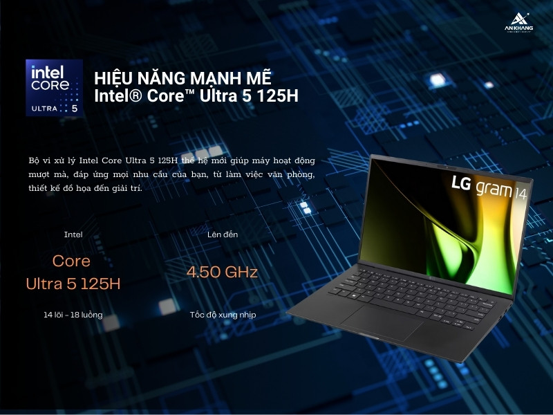 Laptop LG Gram 2024 14Z90S-G.AH55A5 với chip Intel Core Ultra 5 125H mạnh mẽ