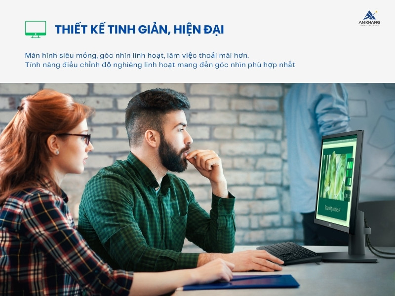 Màn hình Dell E2225H với thiết kế tinh gọn, điều chỉnh độ nghiêng linh hoạt