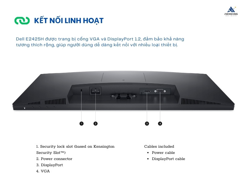 Màn hình Dell E2425H với kết nối linh hoạt, dễ quản lý