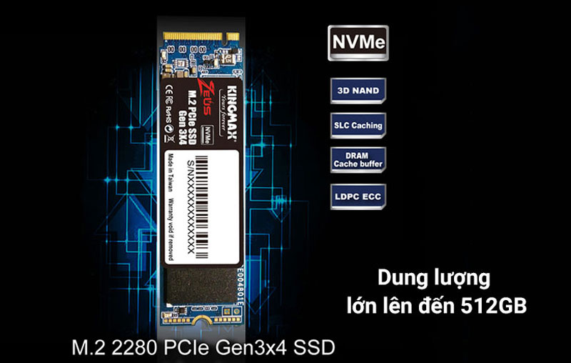 Ổ Cứng SSD KINGMAX KMAXPQ3480512GB với dung lượng 512GB, người d&ugrave;ng c&oacute; thể thoải m&aacute;i c&agrave;i Windows, Office, phần mềm đồ họa cơ bản, game online/offline m&agrave; kh&ocirc;ng lo thiếu dung lượng.