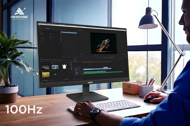 M&agrave;n h&igrave;nh Lenovo ThinkVision S24-4e 64B5KAR1VN trang bị tần số qu&eacute;t 100Hz cho chuyển động h&igrave;nh ảnh mượt m&agrave;