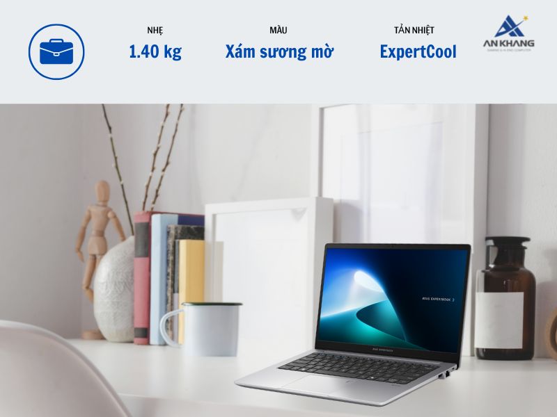 Laptop ASUS ExpertBook P1 P1403CVA-i516-50W với thiết kế tinh tế, tối ưu cho môi trường công sở