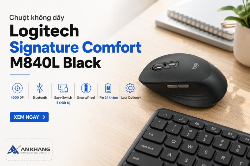 Chuột không dây Logitech Signature Comfort M840L Black 4000DPI