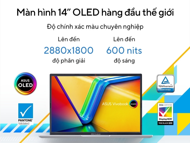 Asus Vivobook 14 OLED A1405VA-KM095W sở hữu màn hình OLED 2.8K siêu đẹp