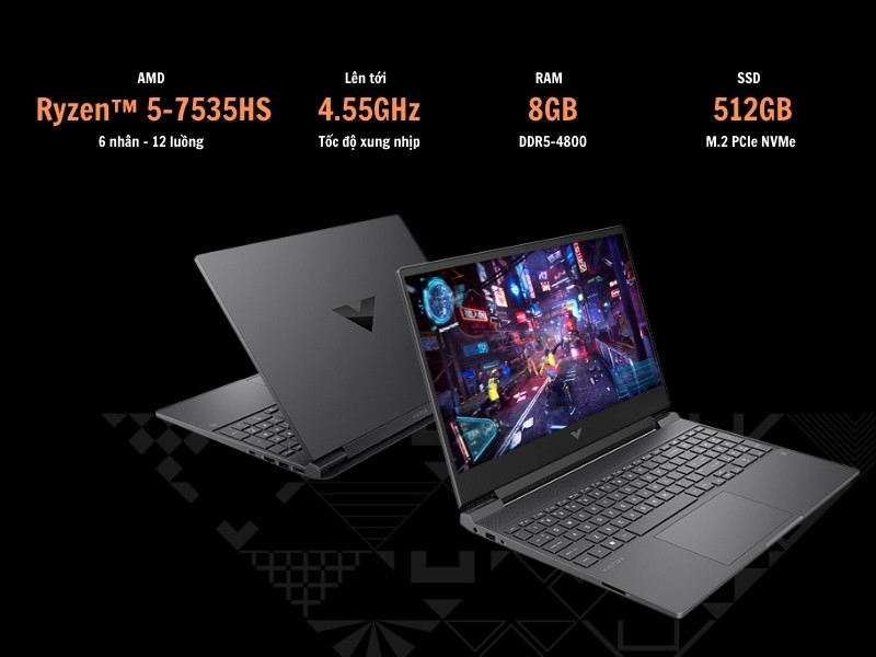 Laptop HP Victus 15-fb1023AX 94F20PA sở hữu bộ vi xử lý AMD Ryzen 5 mạnh mẽ