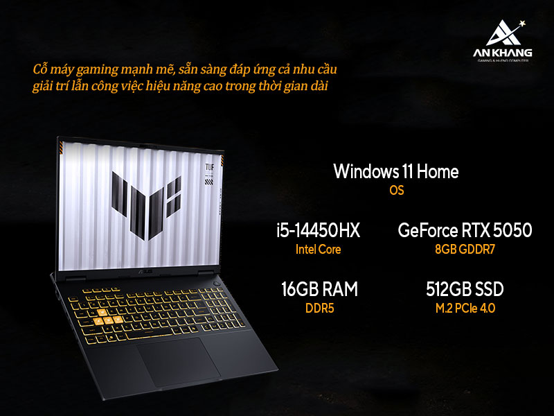 Laptop ASUS TUF Gaming F16 FX608JHR-RV160W là một cỗ máy gaming mạnh mẽ, sẵn sàng đáp ứng cả nhu cầu giải trí lẫn công việc hiệu năng cao trong thời gian dài