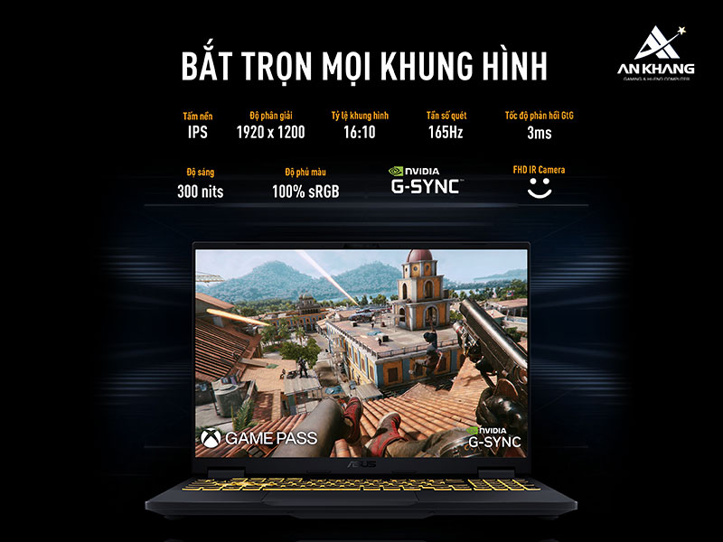 ASUS TUF Gaming F16 FX608JHR-RV160W sở hữu màn hình lý tưởng cho cả gaming mượt mà lẫn làm việc sáng tạo cơ bản