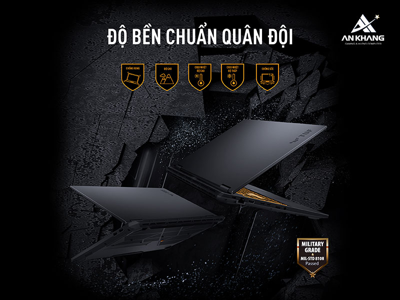 Laptop ASUS TUF Gaming F16 mang thiết kế vừa đẹp mắt – gọn gàng – bền bỉ, đúng chất một chiếc laptop gaming hiện đại dành cho người dùng năng động