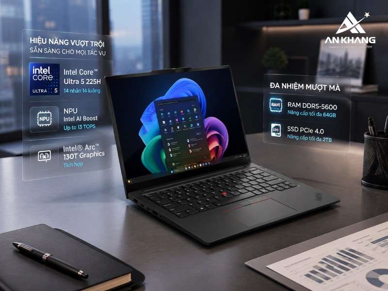 Lenovo ThinkPad E14 Gen 7 21SX002NVA là chiếc laptop AI mang hiệu năng mạnh mẽ tối ưu cho công việc chuyên nghiệp