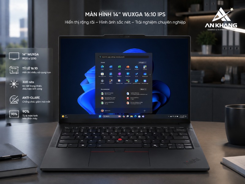 Laptop Lenovo ThinkPad E14 Gen 7 21SX002NVA với khả năng hiển thị sắc nét và rộng rãi